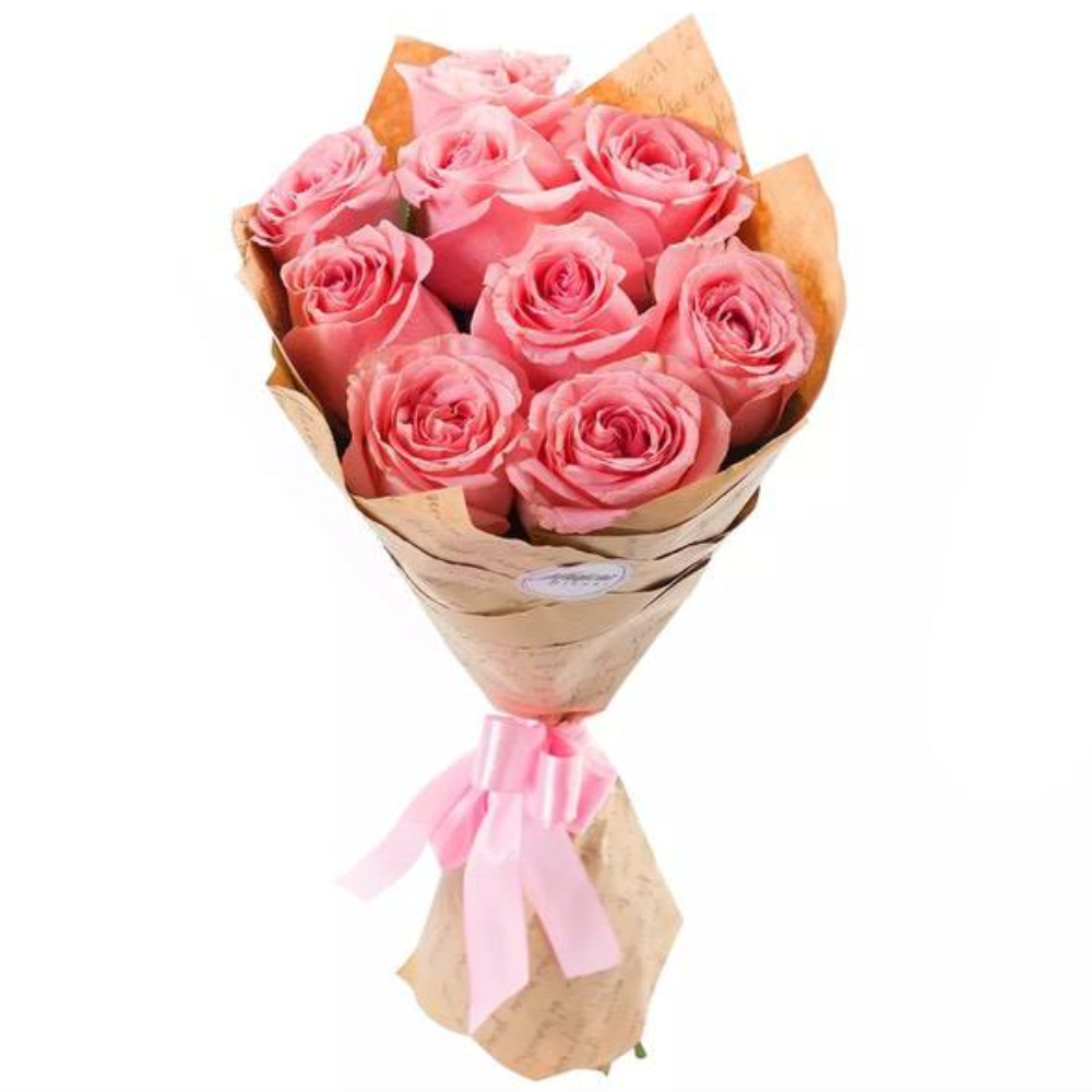 9 Розовых роз